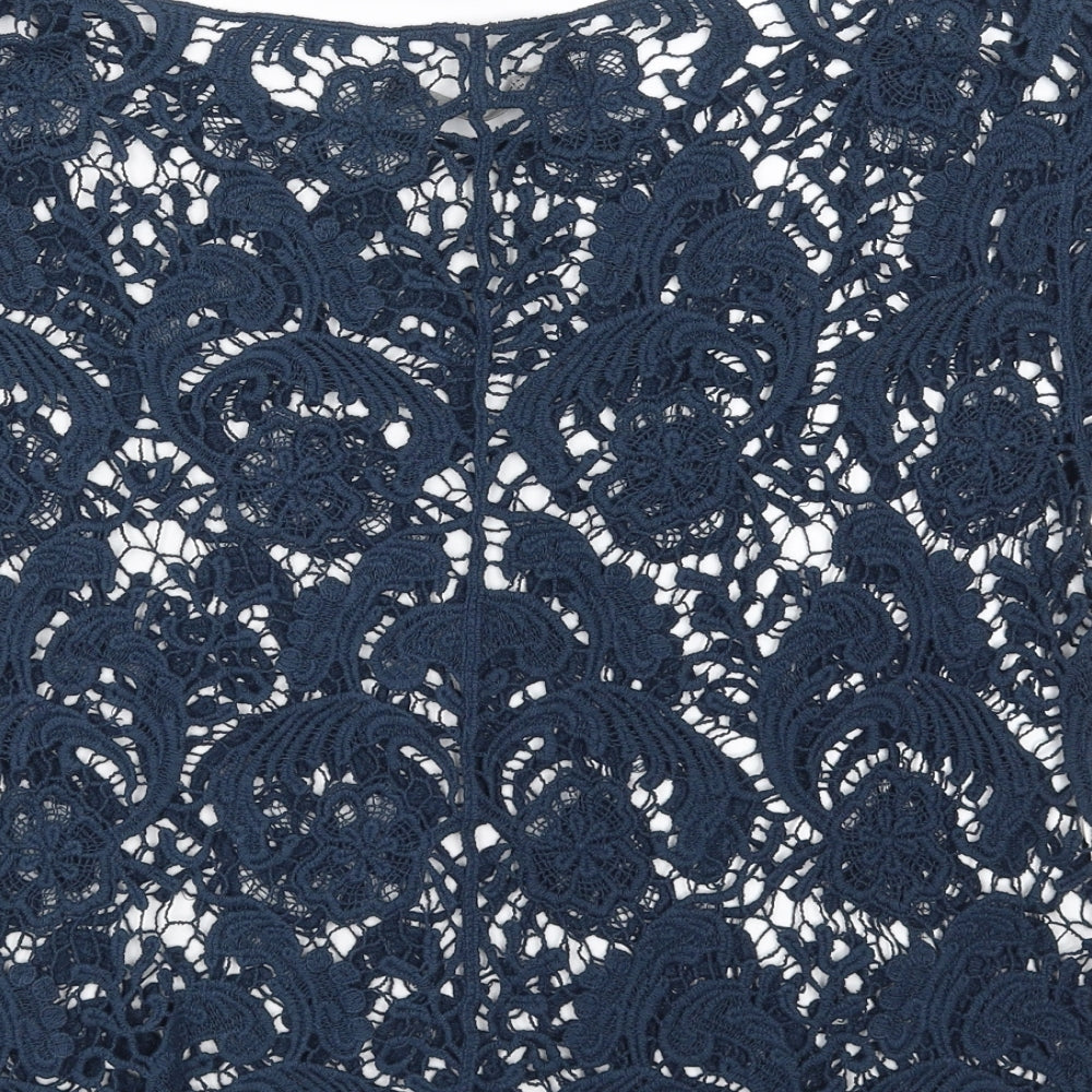 Zara Womens Blue Floral Basic Blouse Size S - lace