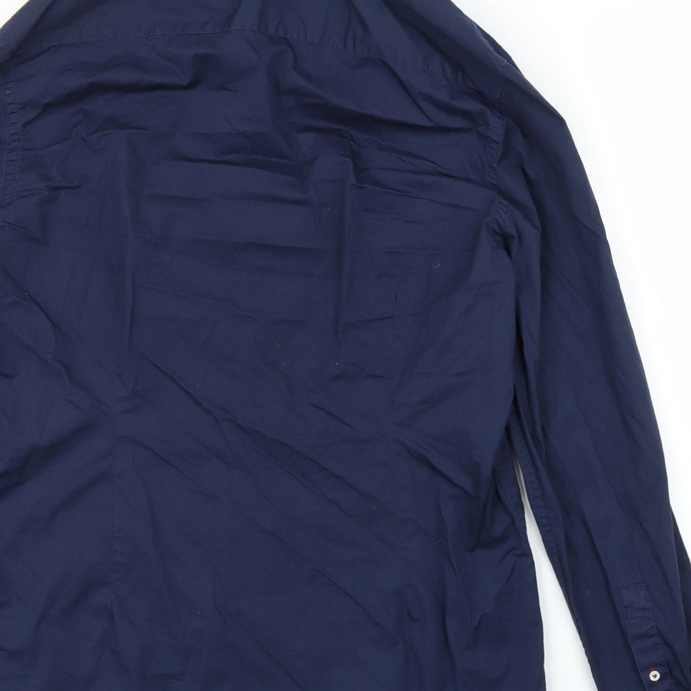 River Island Mens Blue Button-Up Size L