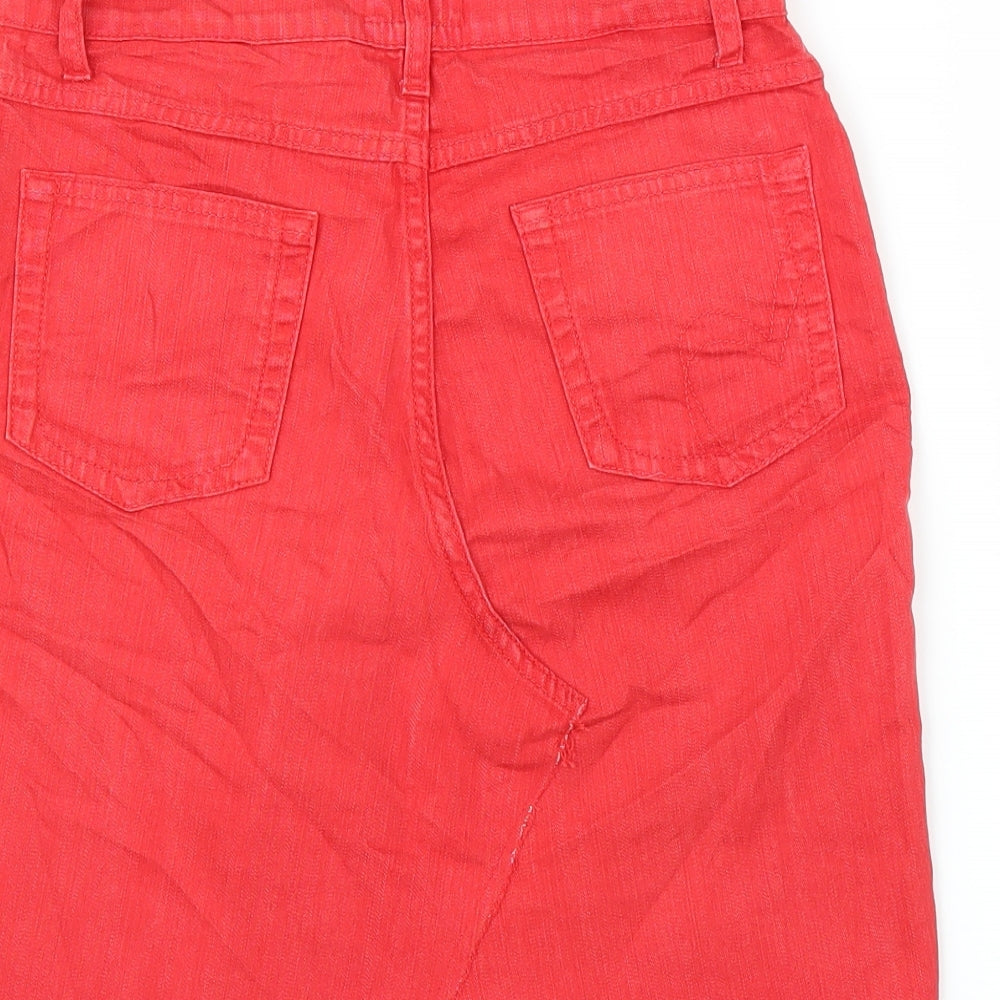 Per Una Womens Red Denim A-Line Skirt Size 8