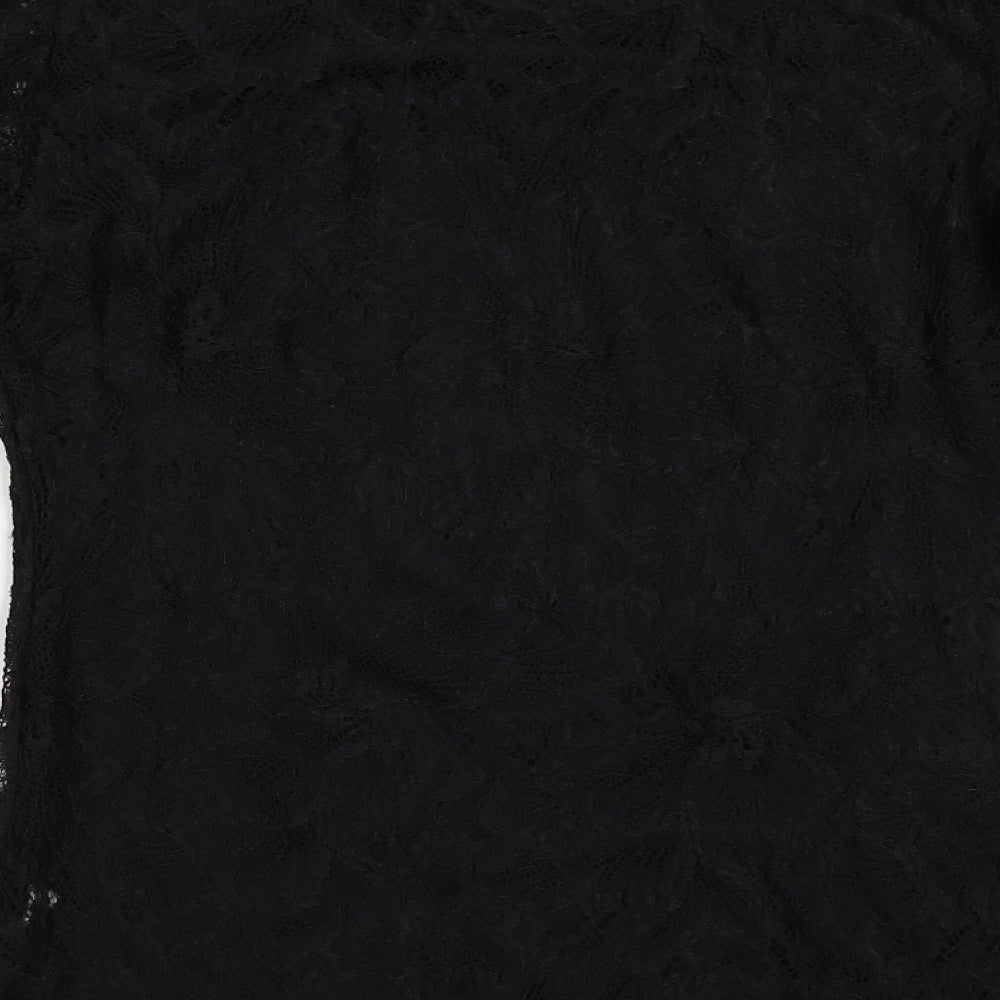 Unikd Paris Womens Black Lace Basic Blouse Size S