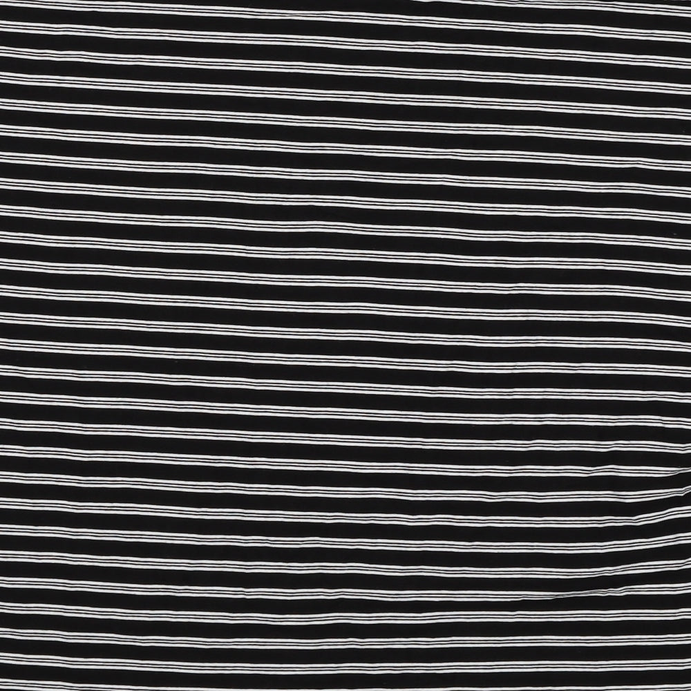 Marks & Spencer Womens Black Striped Basic T-Shirt Size 14
