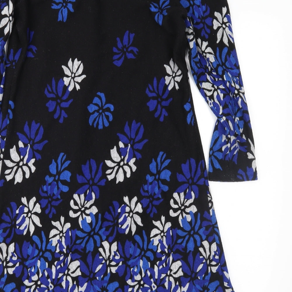 Roman Womens Black Floral Fit & Flare Size 10