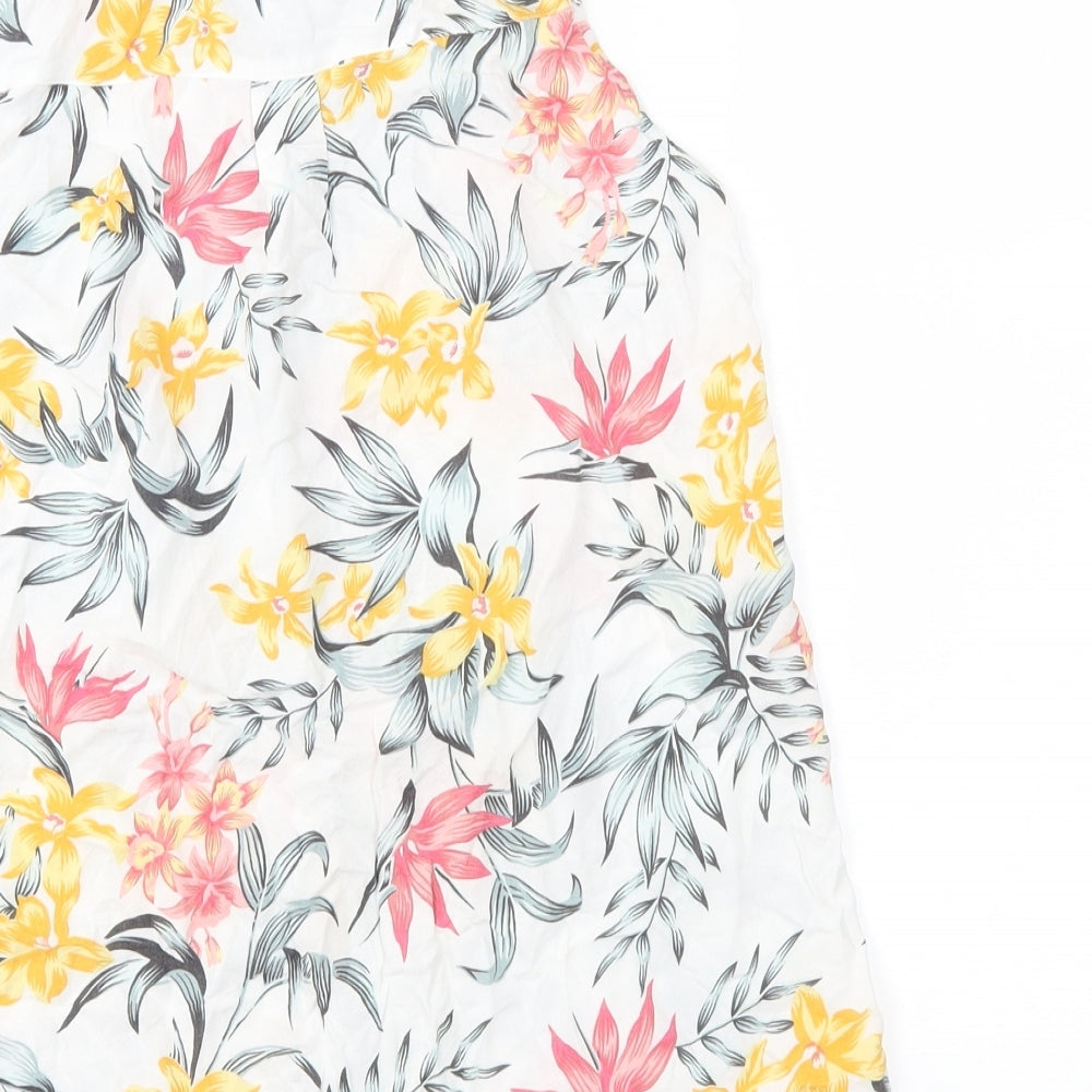 H&M Womens White Floral Basic Button-Up Size 4