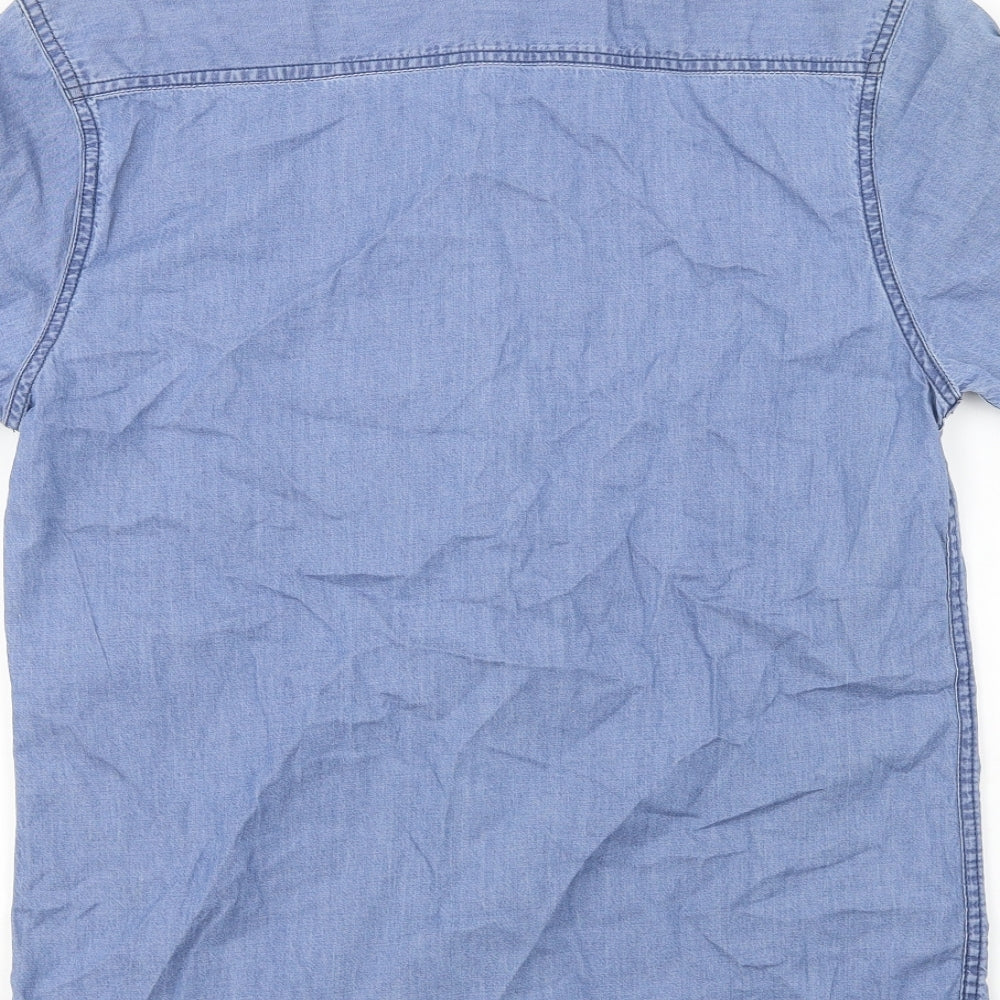 open Mens Blue Button-Up Size S