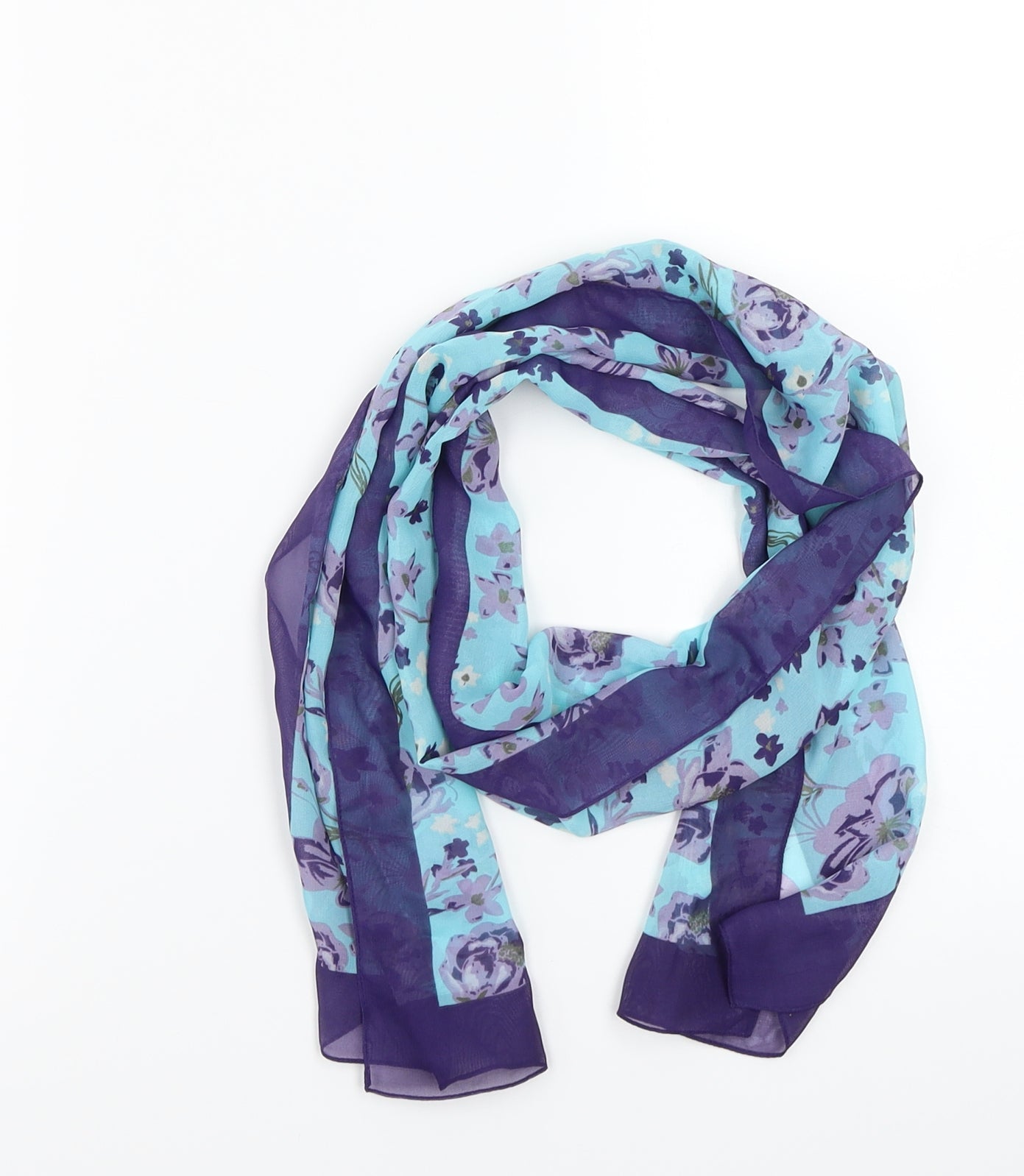 Preworn Womens Blue Floral Scarf