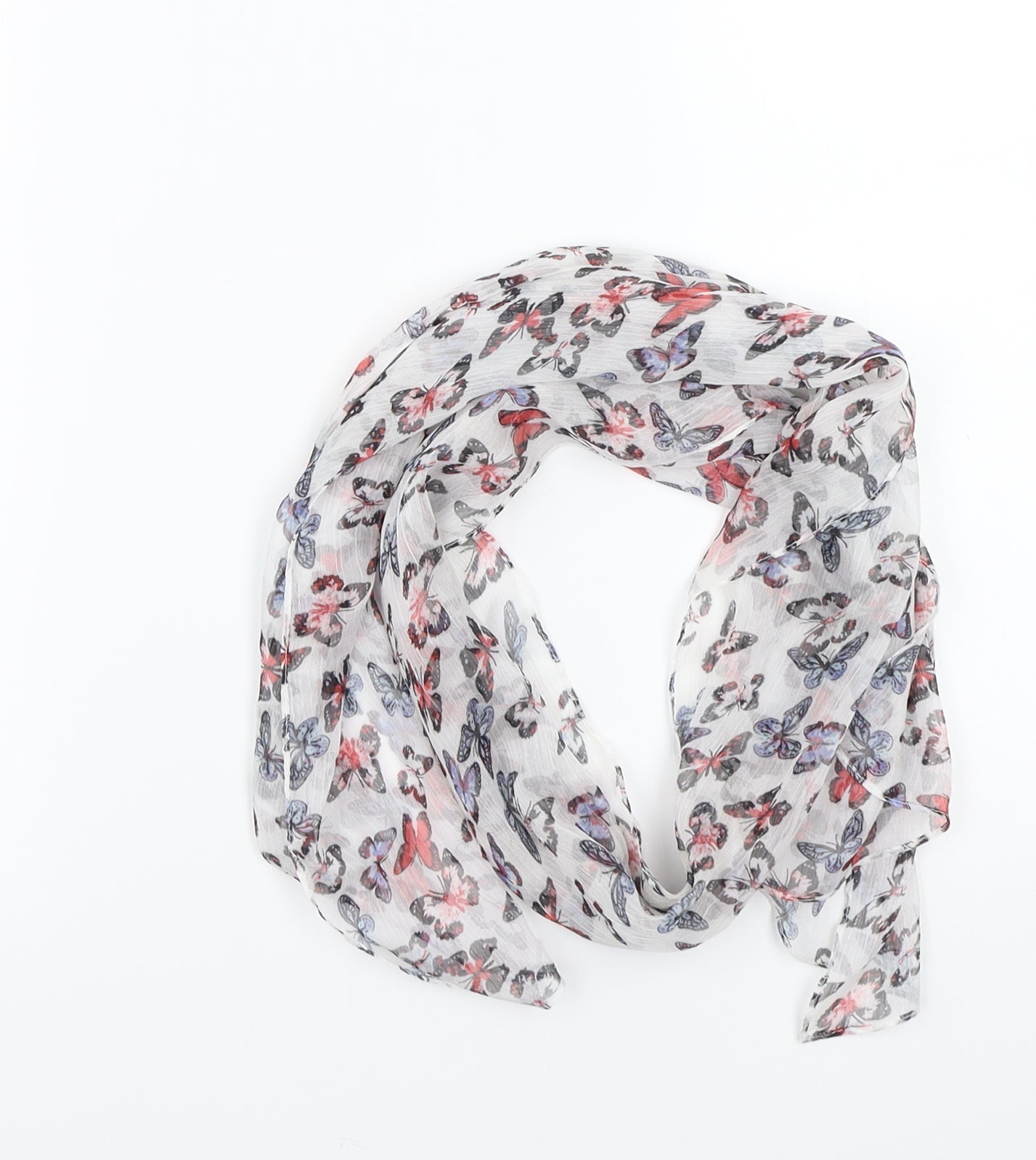 Preworn Womens White Animal Print Scarf