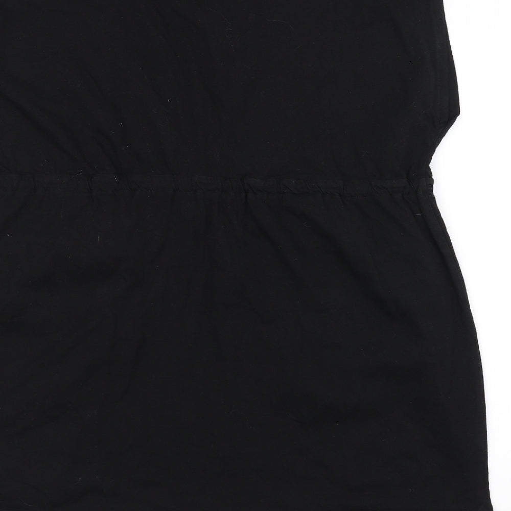 Resort Womens Black Floral Basic T-Shirt Size 14
