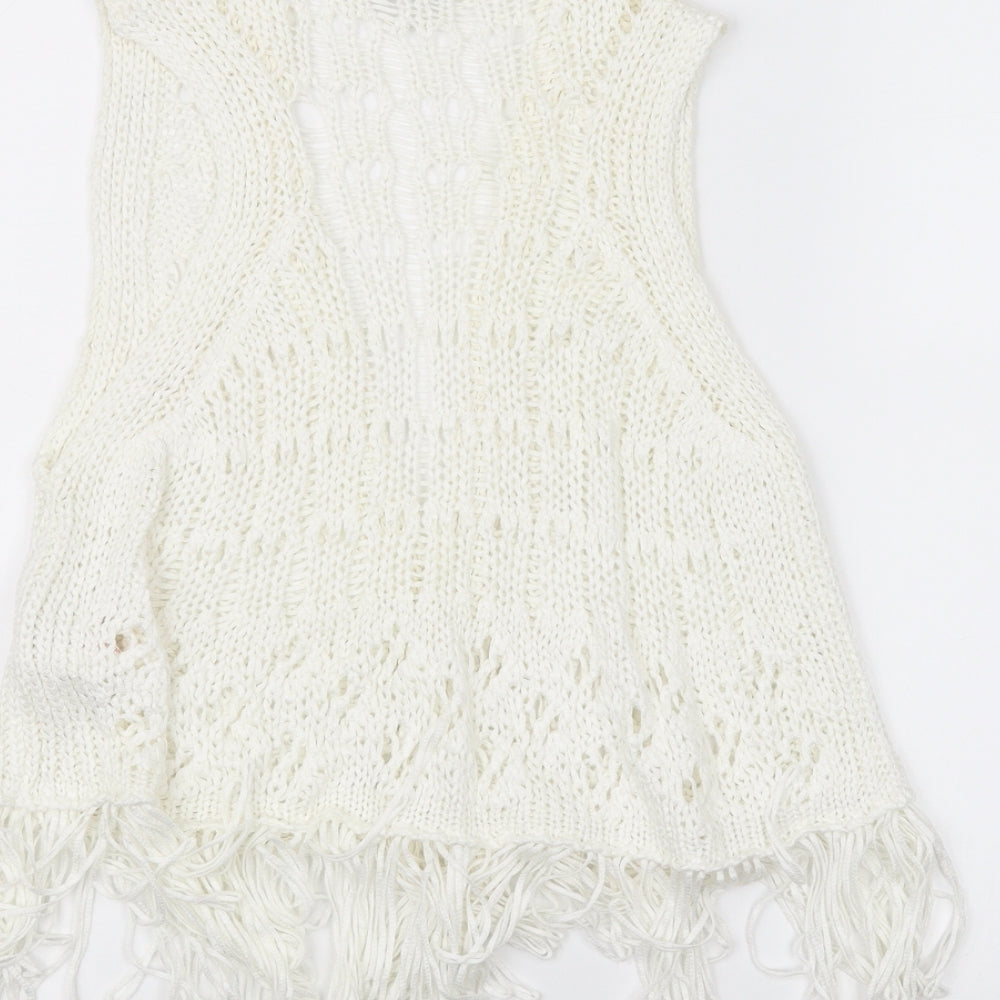 Atmosphere Womens White Knit Jacket Coatigan Size 10