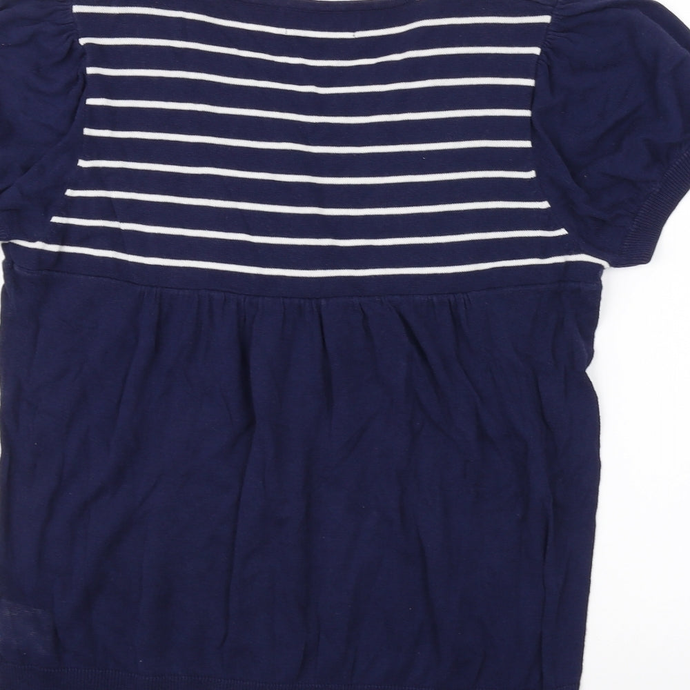 Be Beau Womens Blue Striped Pullover Jumper Size 14