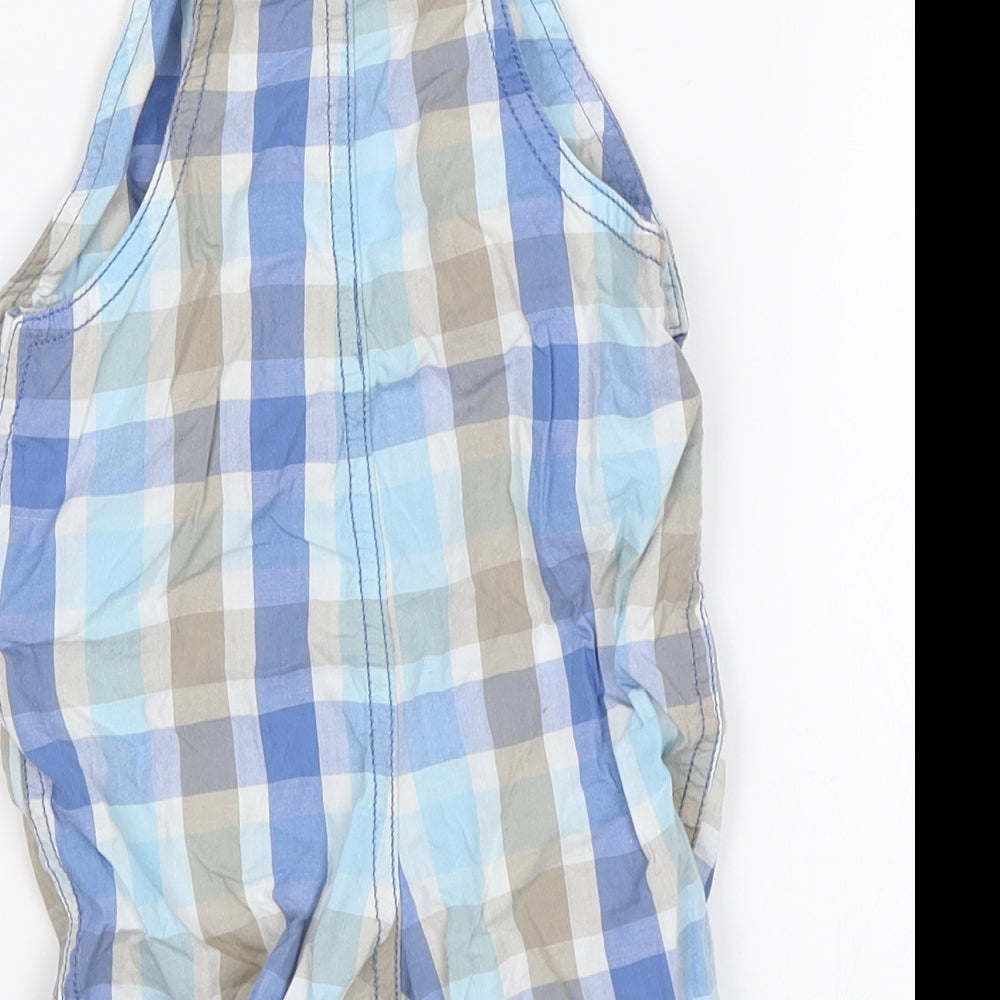 George Baby Blue Plaid Dungaree One-Piece Size 3-6 Months