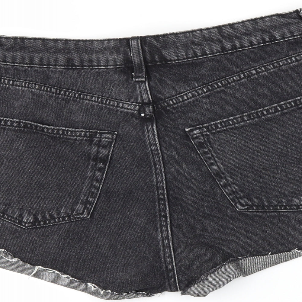 H&M Womens Black Denim Hot Pants Shorts Size 6