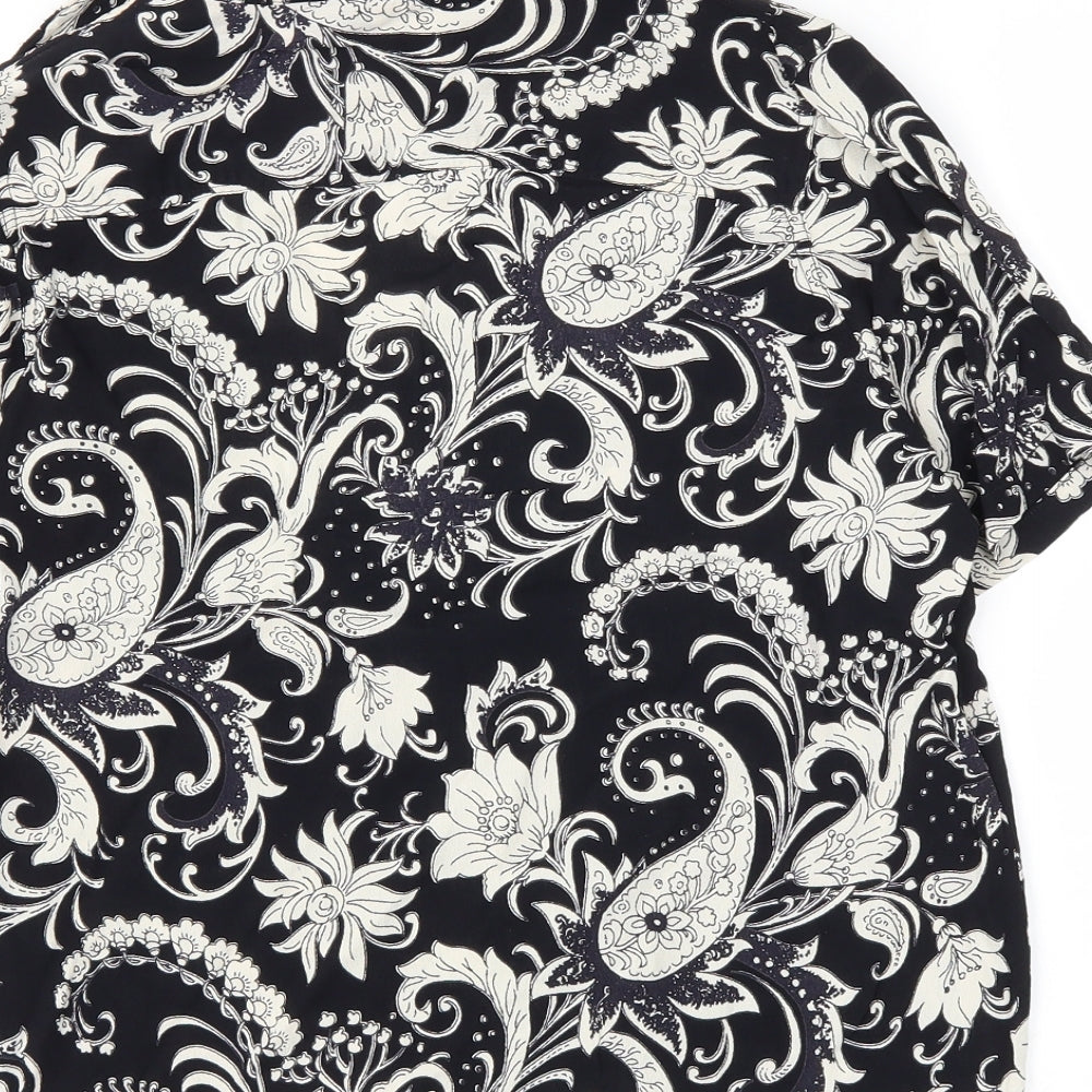 ASOS Womens Black Paisley Basic Button-Up Size 10