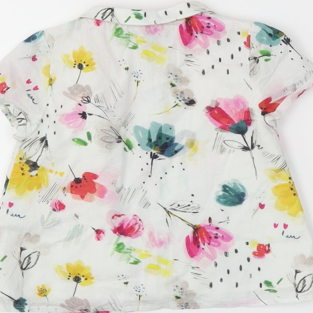 Marks & Spencer Girls White Floral Basic Button-Up Size 18-24 Months