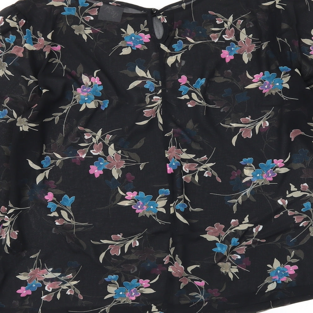 g:21 Womens Black Floral Basic Blouse Size 12