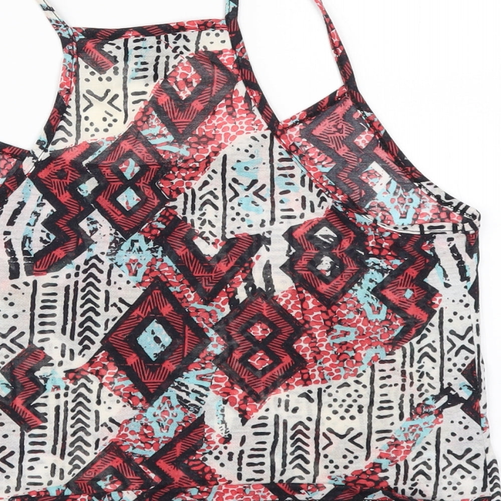 Topshop Womens White Geometric Cropped T-Shirt Size 10