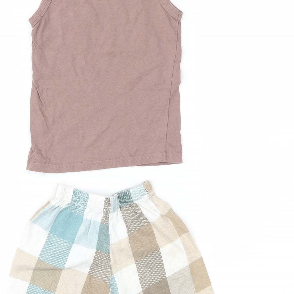 SheIn Boys Brown Check Shorts Outfit/Set Size 18 Months