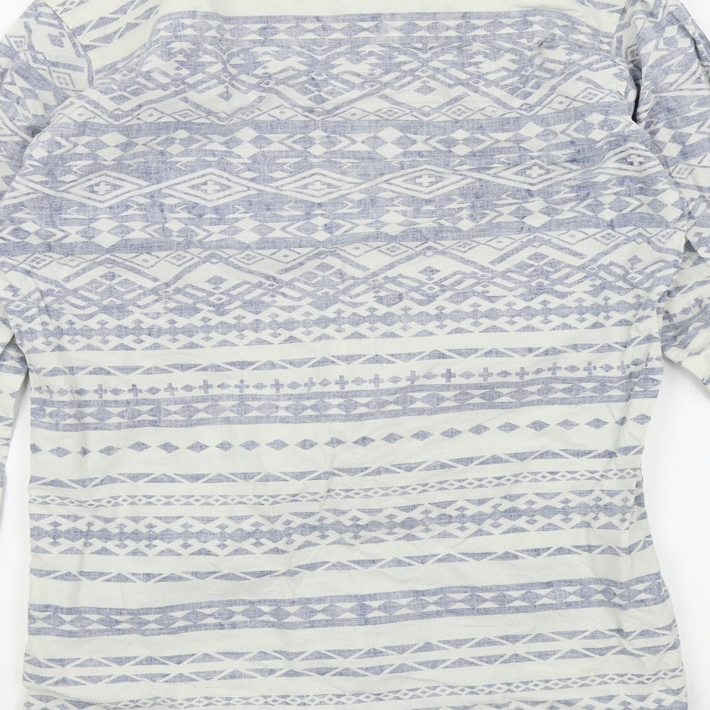 FLY53 Boys Blue Geometric Basic Button-Up Size M