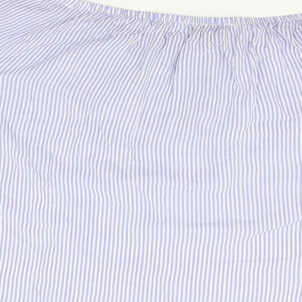 Made in Italy Womens Blue Striped Blouse Size XL