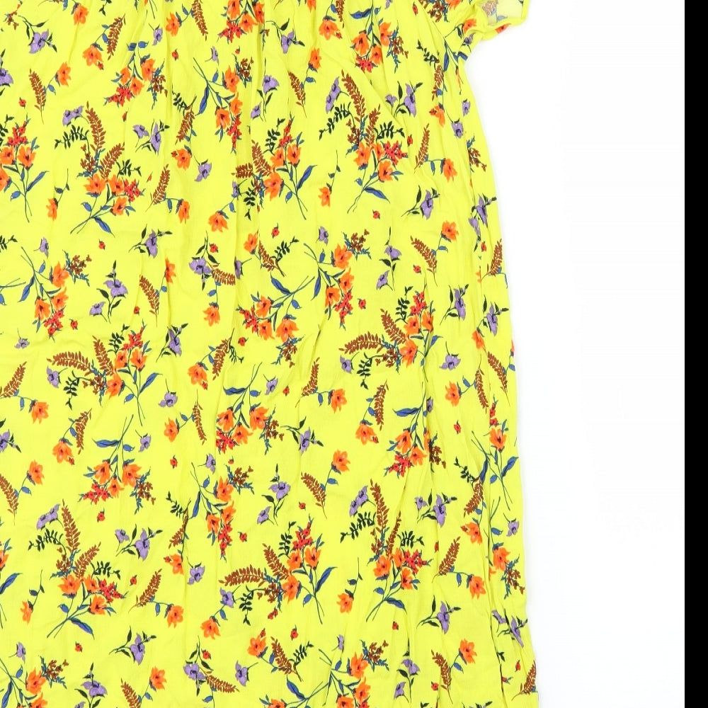 Papaya Womens Yellow Floral Shift Size 14