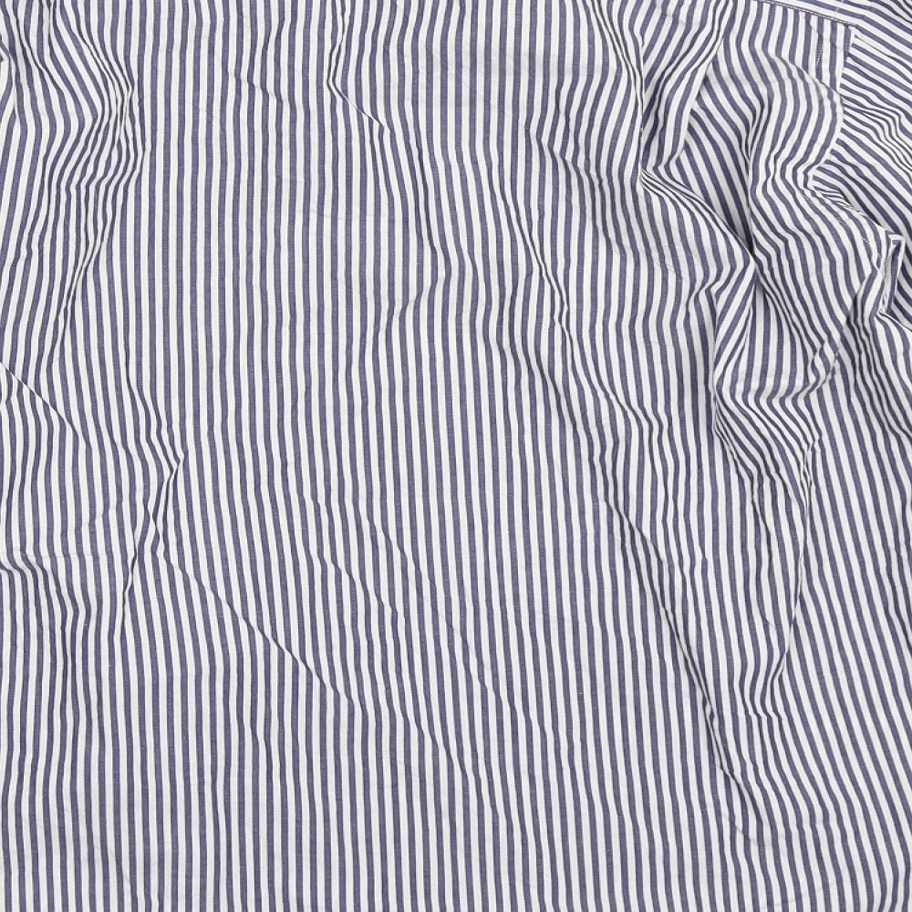 Tessitura Monti Spa Mens Blue Striped Button-Up Size M