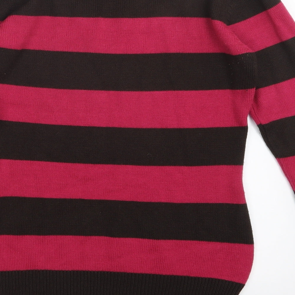 Max Womens Pink Striped Knit Pullover Jumper Size S