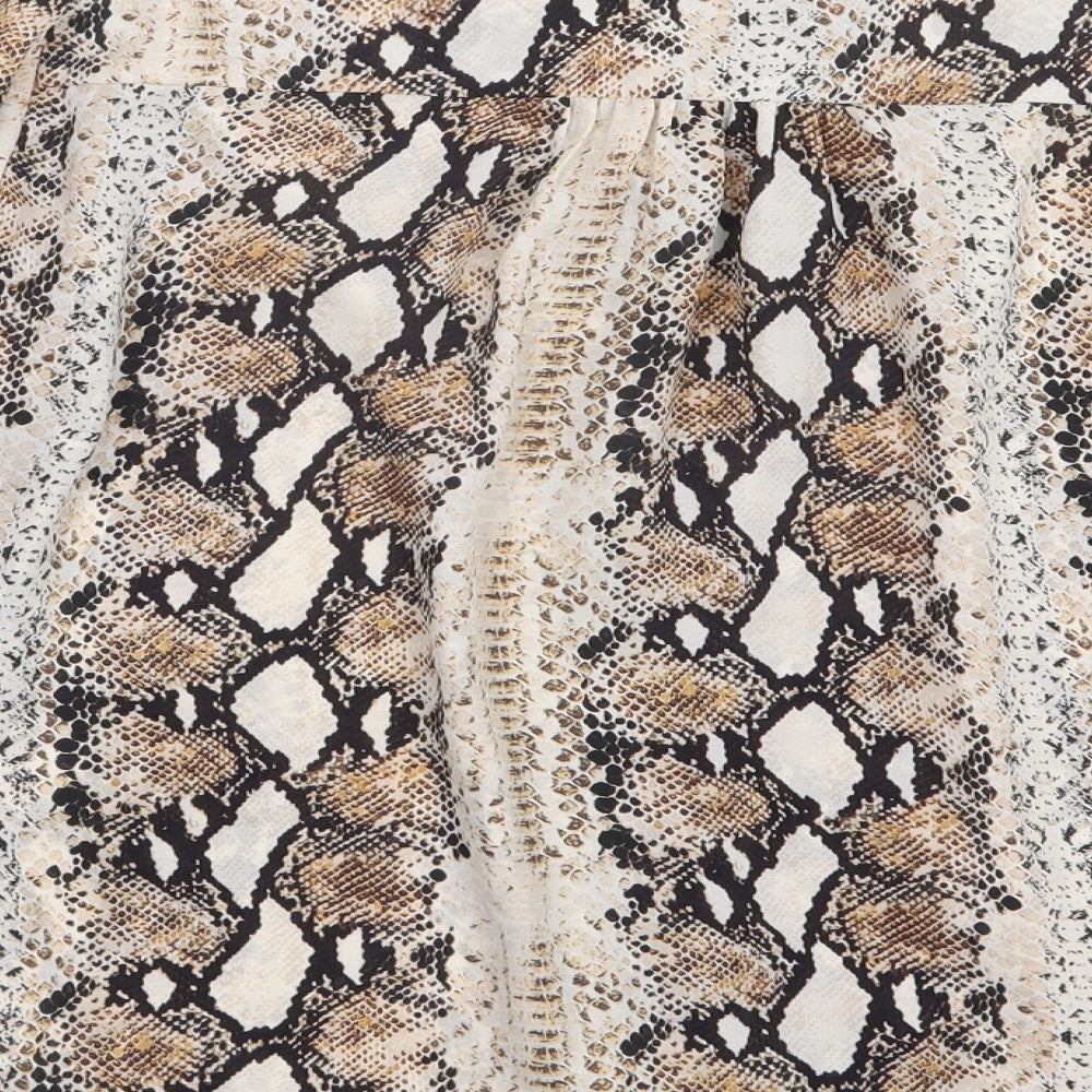 Dorothy Perkins Womens Brown Animal Print Basic Button-Up Size 12