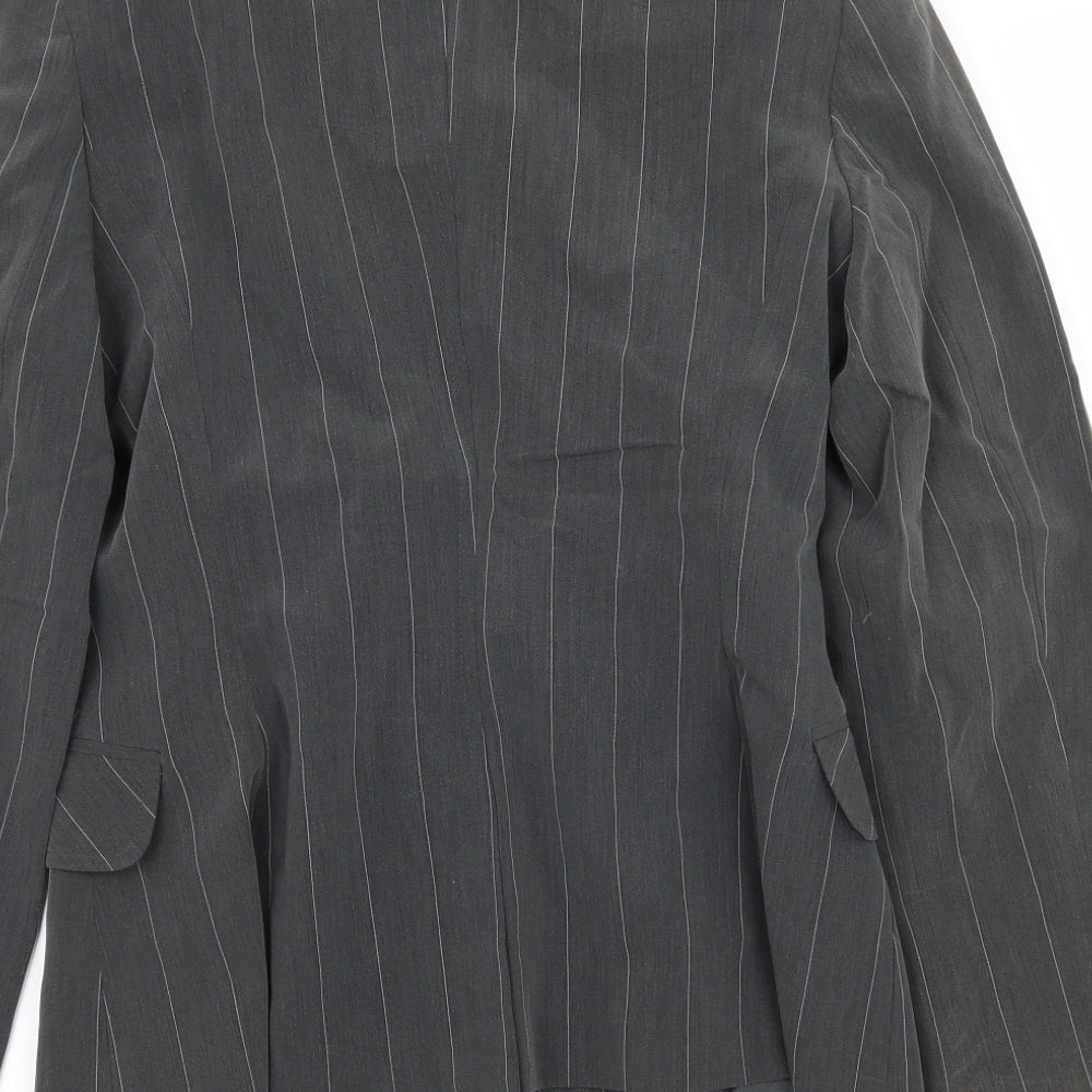 Select Womens Grey Striped Jacket Blazer Size 10