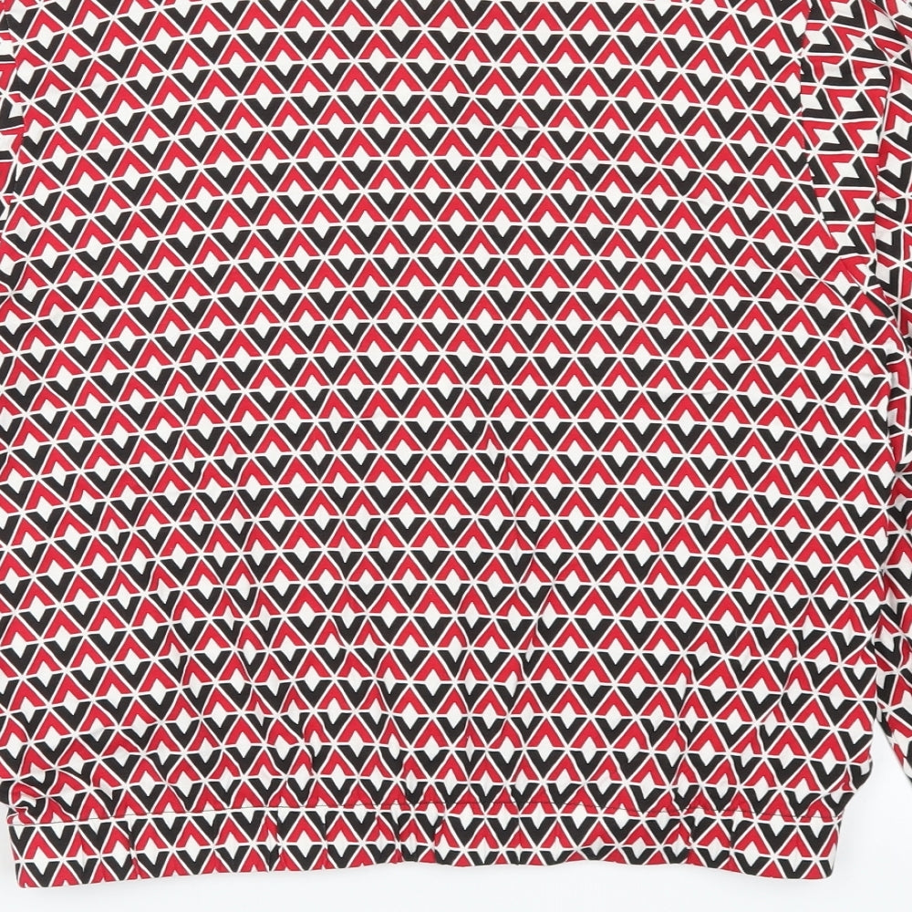 Innocence Womens Red Geometric Full Zip Sweatshirt Size 14