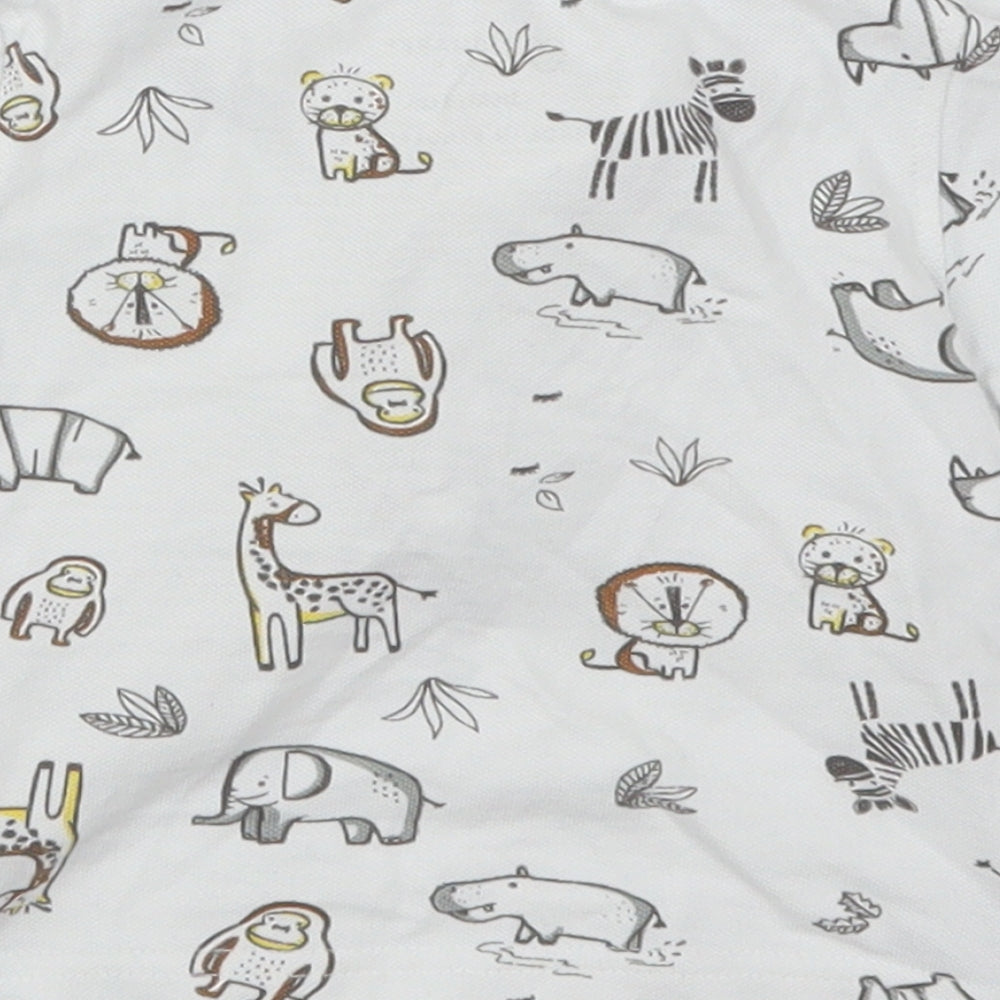 Primark Boys White Animal Print Basic Polo Size 3-6 Months - Animals
