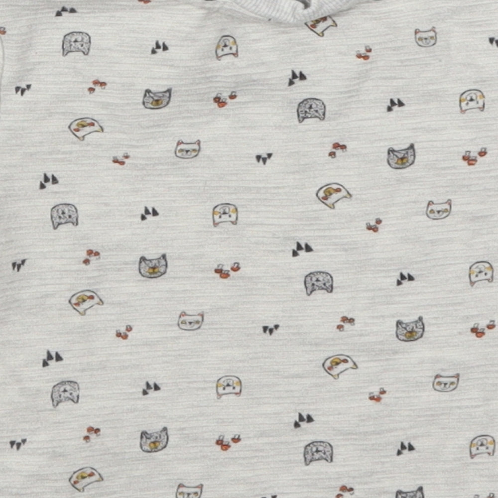Primark Baby Grey Basic T-Shirt Size 6-9 Months - Cat Print
