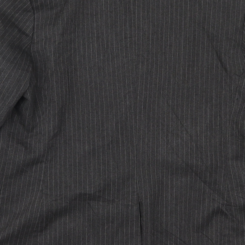 H&M Womens Grey Striped Jacket Suit Jacket Size 8