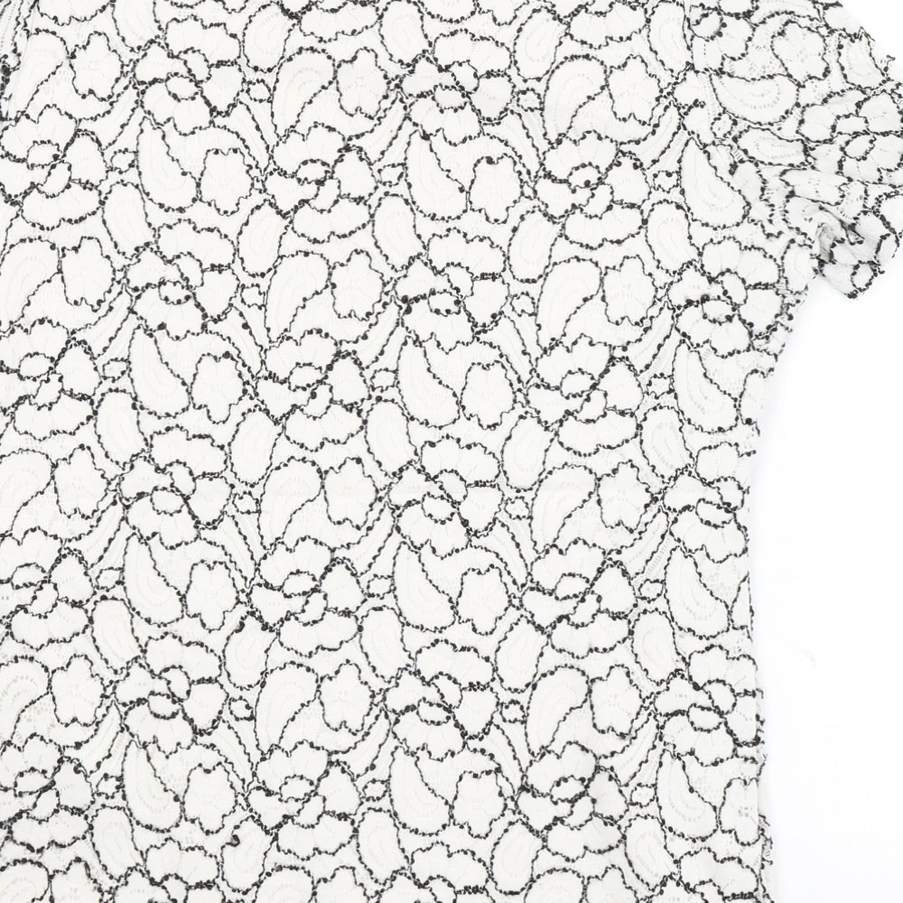 Profile Womens White Floral Basic T-Shirt Size 10
