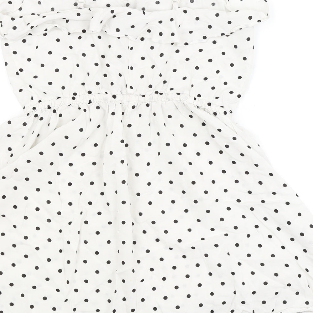 H&M Womens White Polka Dot Fit & Flare Size 8
