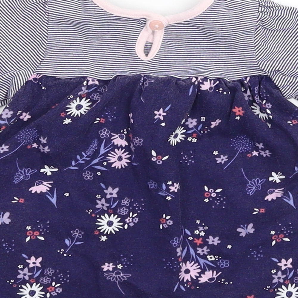 George Girls Blue Floral T-Shirt Dress Size 0-3 Months