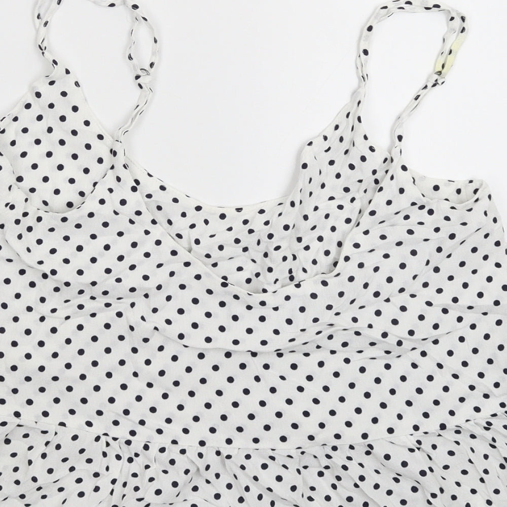Topshop Womens White Polka Dot Basic Tank Size 6