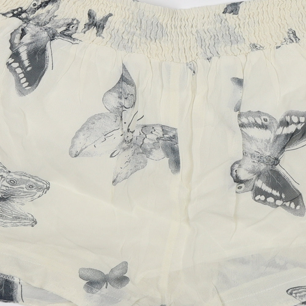 Topshop Womens White Paperbag Shorts Size 10 - Butterflies