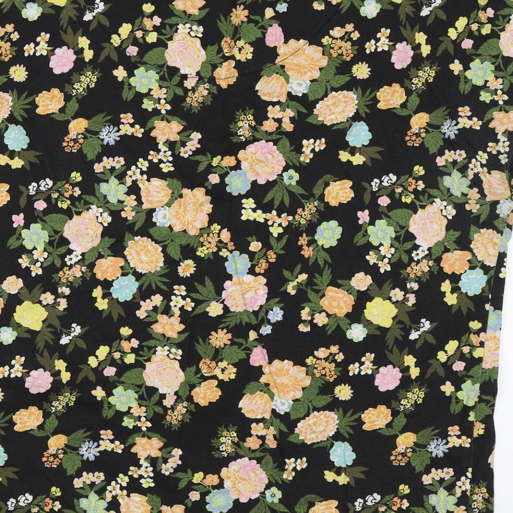 Capsule Womens Black Floral Basic T-Shirt Size 12
