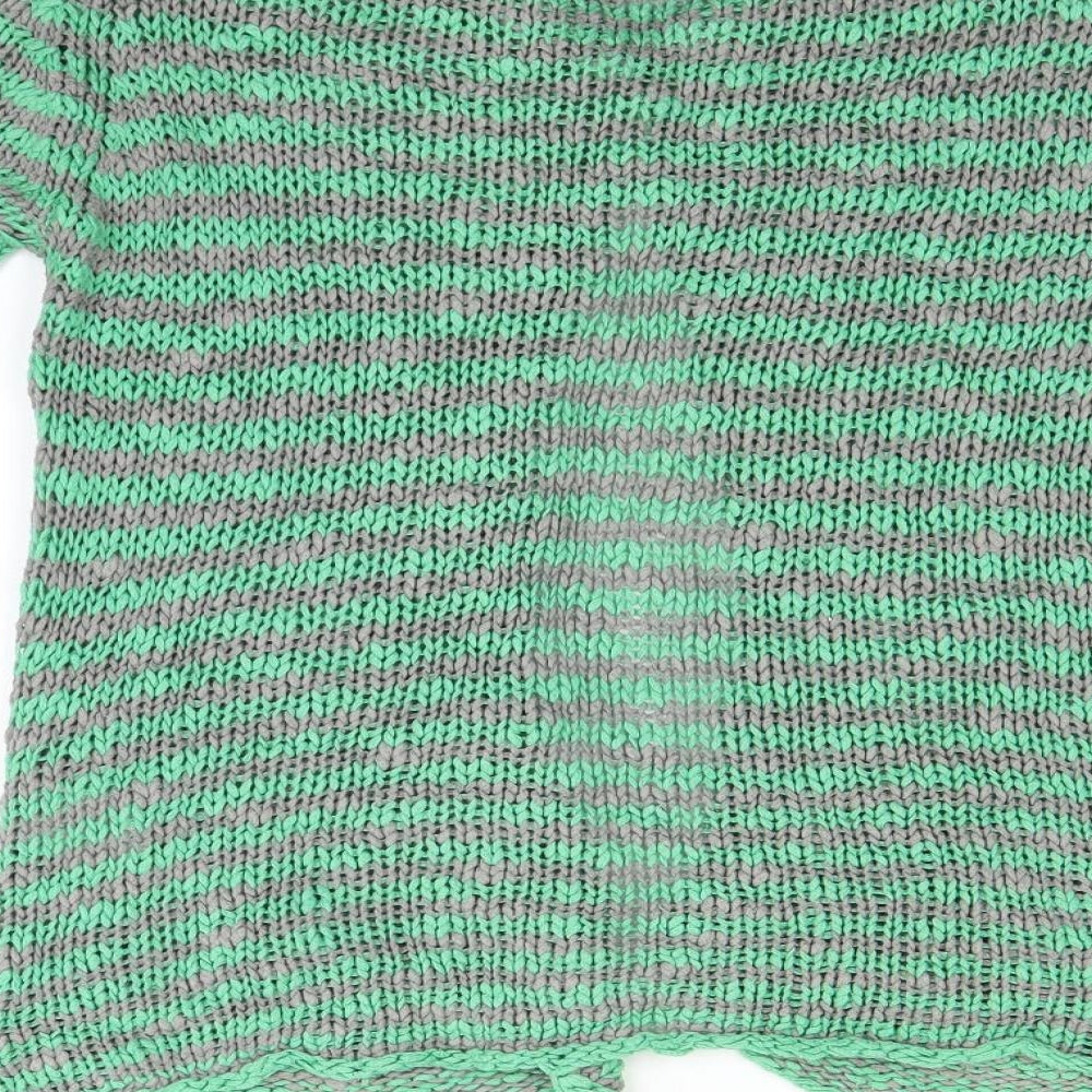 H&M Womens Green Striped Cardigan Jumper Size 8