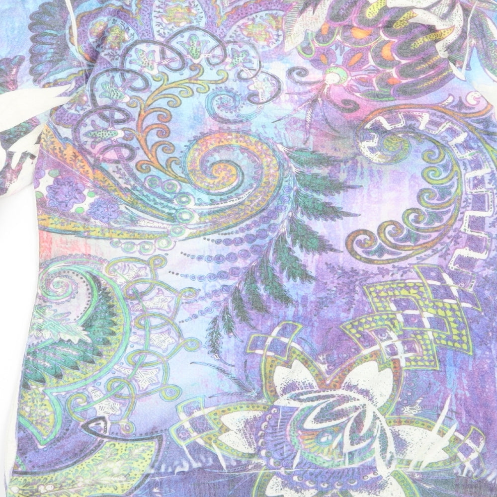 emma Womens Purple Floral Pullover Jumper Size M