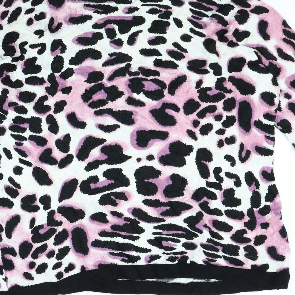 Sky Womens Pink Animal Print Pullover Jumper Size 4