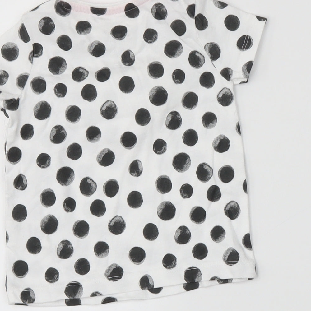 fred&flo Girls White Polka Dot Basic T-Shirt Size 3-6 Months