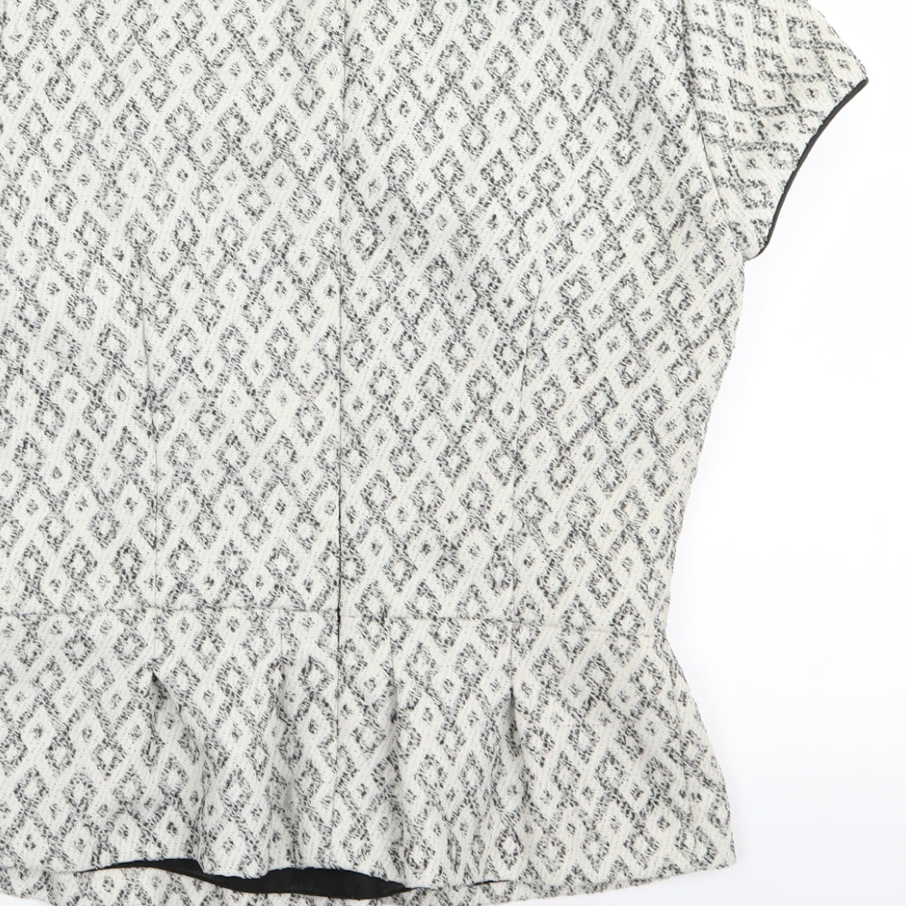 NEXT Womens White Geometric Basic T-Shirt Size 8