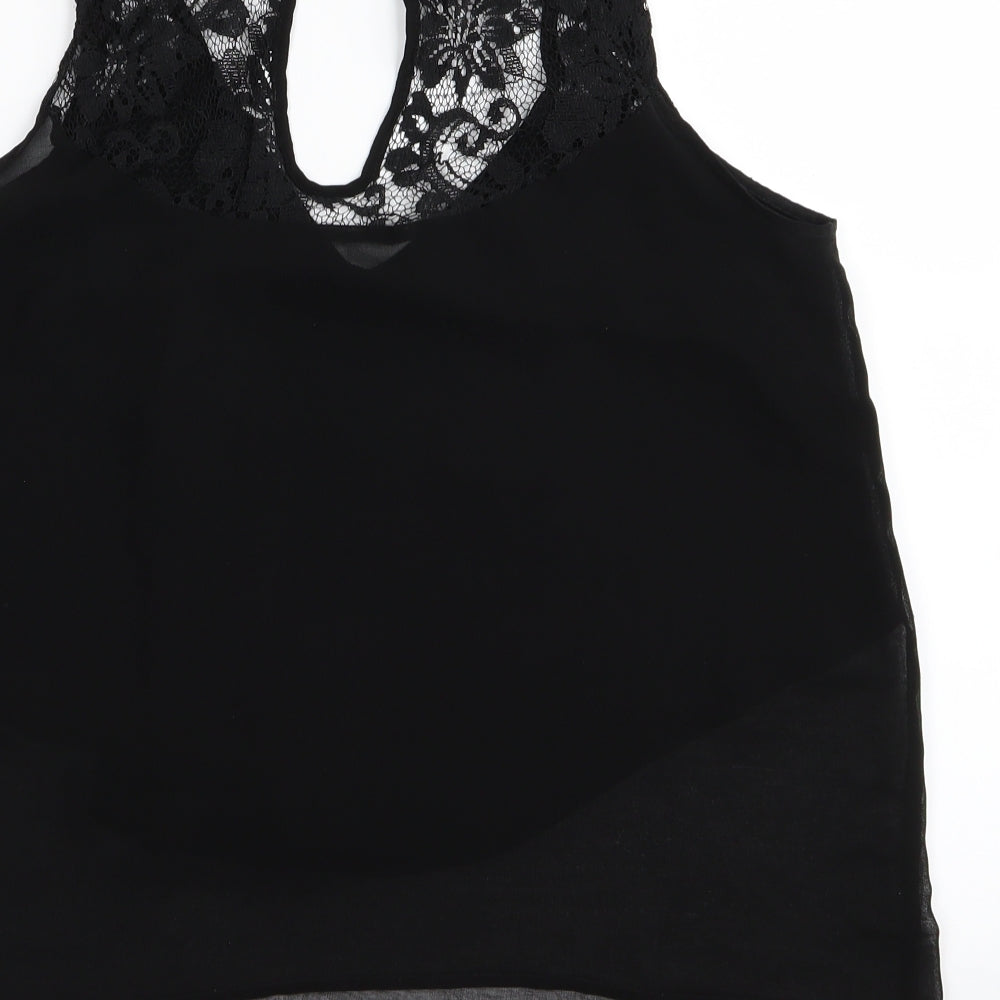2 bone Womens Black Floral Basic Tank Size M