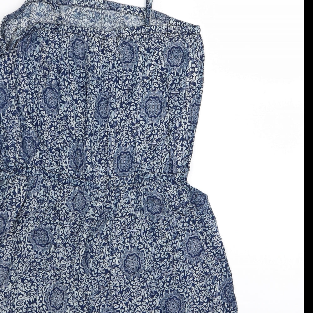 vero Womens Blue Geometric Playsuit One-Piece Size S