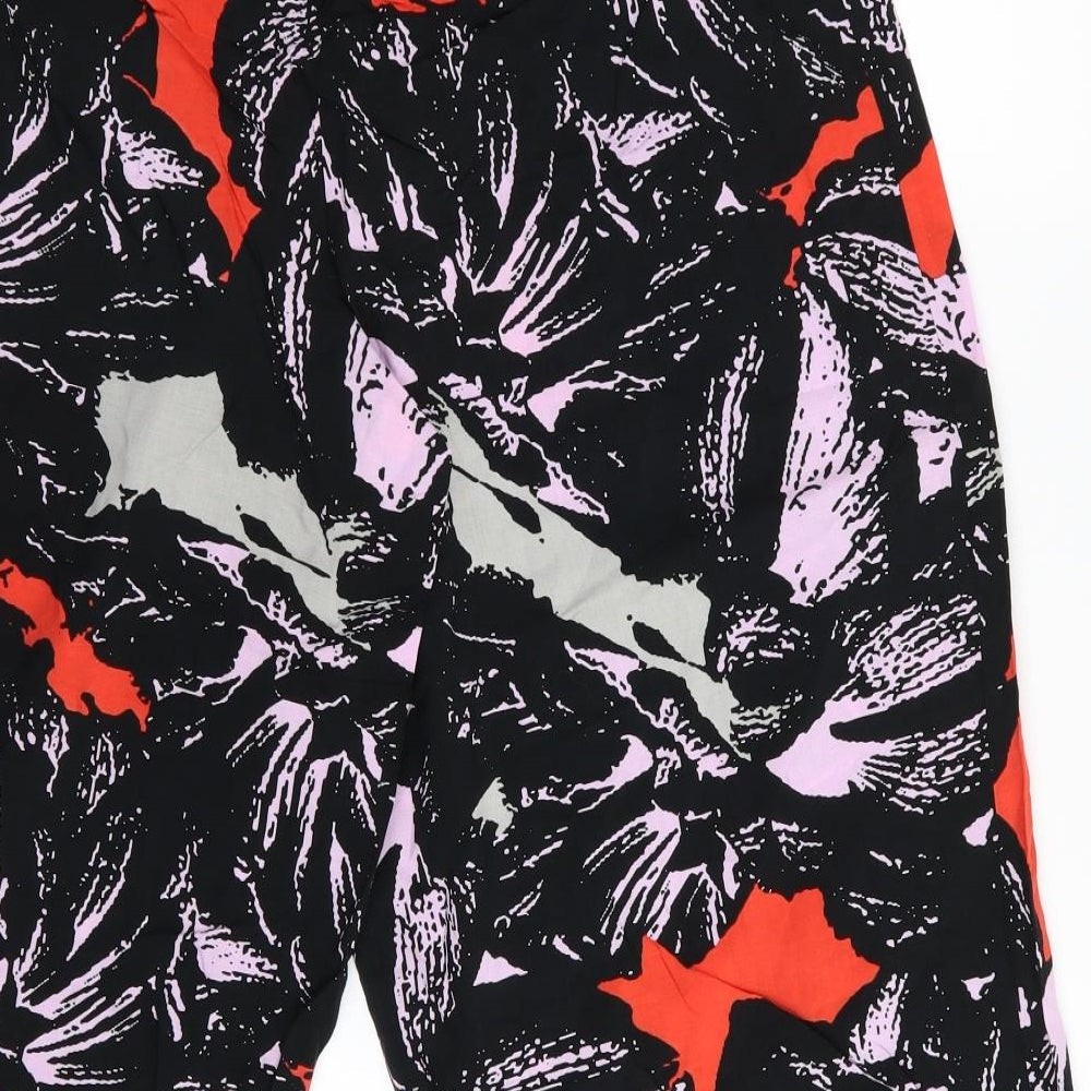 Papaya Womens Black Geometric Capri Trousers Size 10 L20 in