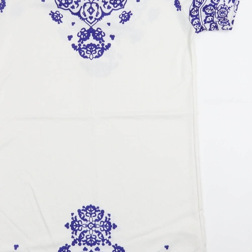 Preworn Womens White Geometric A-Line Size M