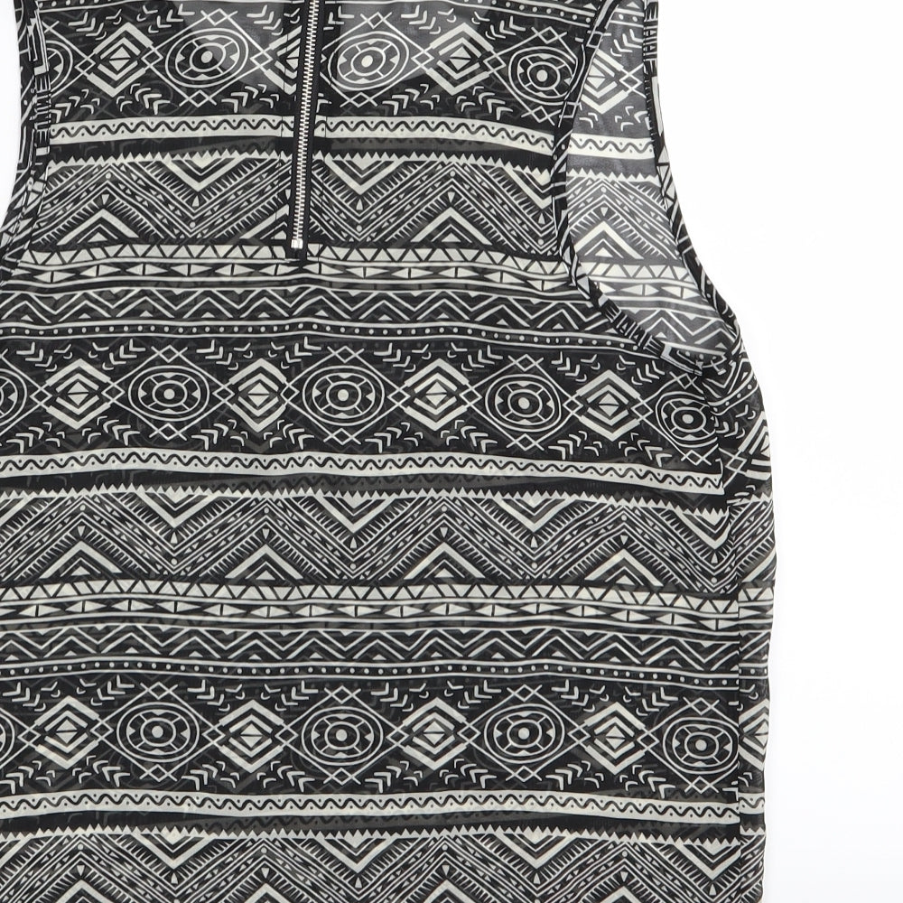 New Look Womens Black Geometric Basic Tank Size 10