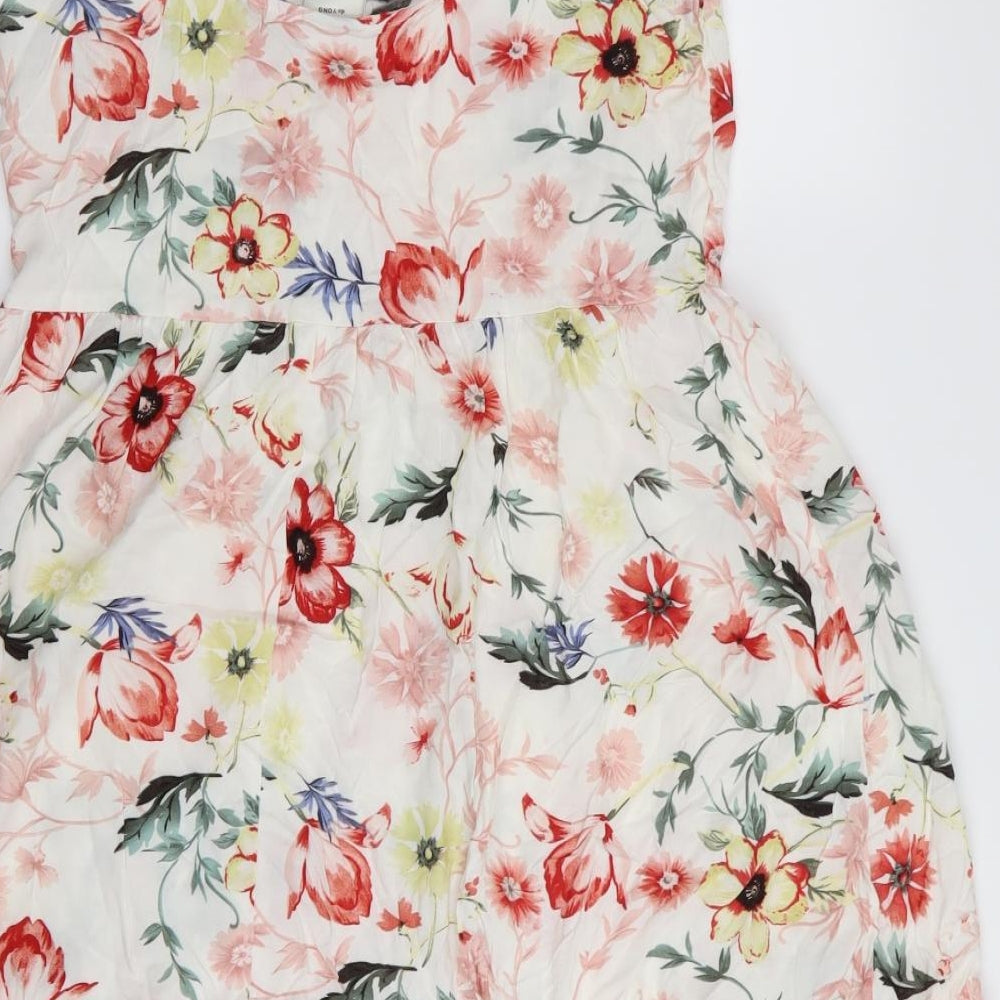 Jaqueline deYong Womens White Floral Fit & Flare Size 6