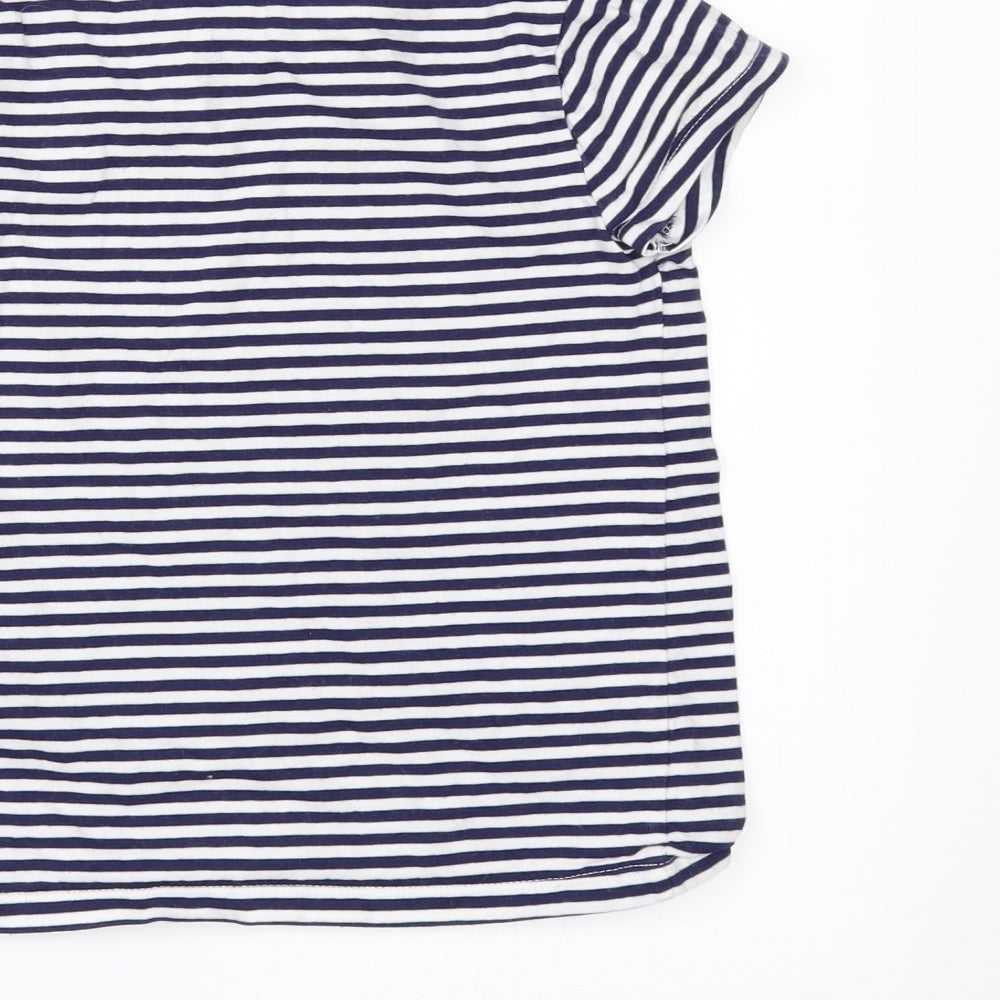 F&F Girls White Striped Basic T-Shirt Size 5-6 Years