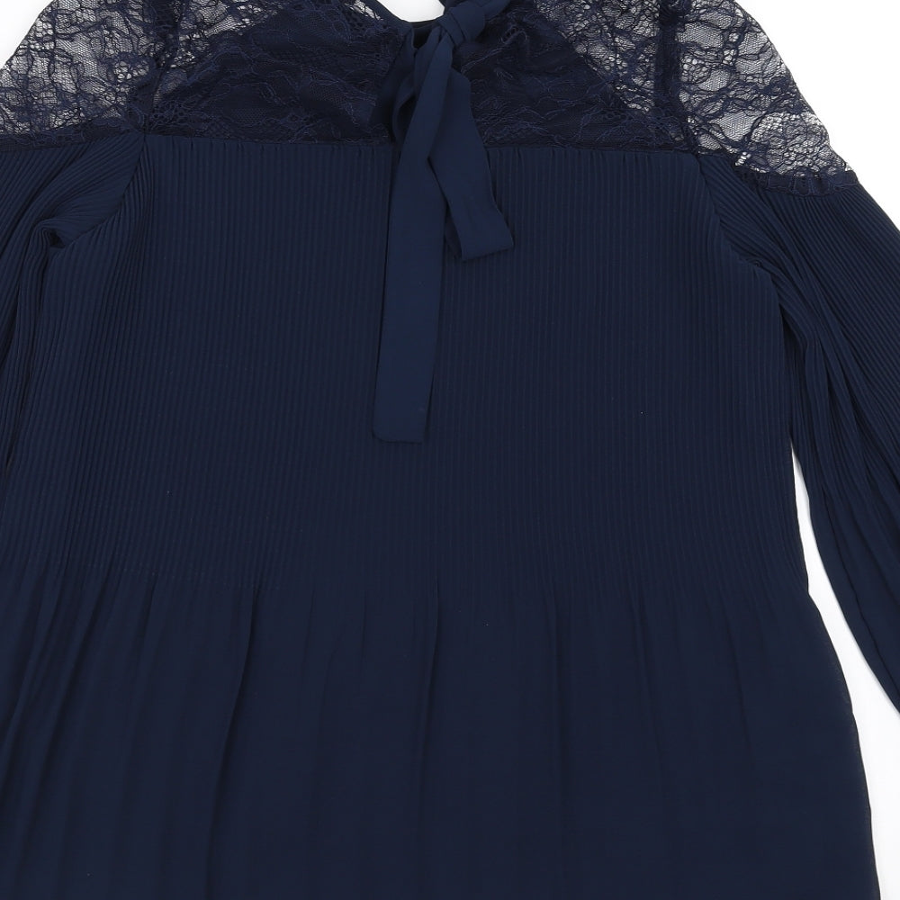 NEXT Womens Blue Basic Blouse Size 8 - lace shoulder detail